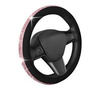Carbella - Funda para Volante de Cuero con 9 Filas de Diamantes de imitación de Cristal, se Adapta a Ruedas de 14.5 a 15 Pulgadas para Mujeres/niñas, Color Rosa y Morado