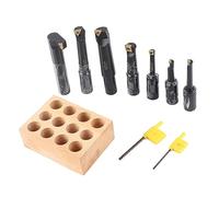 Carbide Boring Bar Set 7pcs | F1-18 Herramientas de giro indexables de vástagos redondos | Soporte de 18 mm para torno/máquina aburrida | Alta dureza y rendimiento consistente