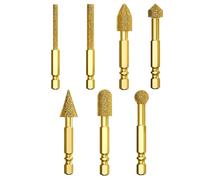 Carbide Burr, 7 Pieces Hex Shank Rotary Drill Bit Set & Electric Tool Accessories, Durable Metal Burrs for Sanding, Routing, Burnishing, Engraving, and Carving Metal, Wood, Rock, Resin, and Acrylic