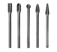 Carbide Burrs Set 5pcs JESTUOUS 1/4 Inch Shank Diameter Extended Long Double Cut Edge Solid Tungsten Carburo Burr Rotery File for Die Grinder Bits Drilling