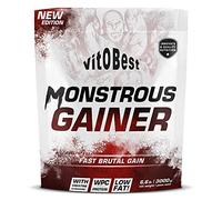 Carbohidratos MONSTROUS GAINER 2200 - Suplementos Alimentación y Suplementos Deportivos - Vitobest (Fresa, 3 Kg)