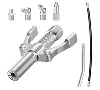 CarBole Acoplador de Pistola de Engrase 10000PSI,Rosca NPT 1/8" | Con Mangueras Flexibles de 30cm y Tubos de Extensión Metálica de 15cm,Cuatro Tipos de Boquilla