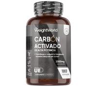 Carbón Activado 2000mg de Potencia 180 Cápsulas Veganas - Ideal para Gases e Hinchazón Adultos, Carbón Vegetal Activado de Origen 100% Natural, Vegano y Sin Estearato de Magnesio
