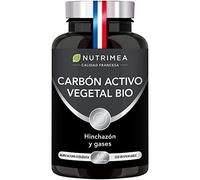 CARBÓN ACTIVO Vegetal BIO 100% natural - Hinchazón Gases y Digestión - 95% de Carbono Alta Adsorción - 60 Cápsulas Veganas Nutrimea - Fabricado en Francia