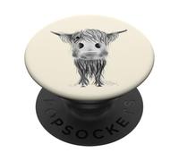 Carbón con Estampado Animal de Vaca de Las Tierras Altas No 26 PopSockets PopGrip Adhesivo
