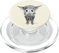 Carbón con Estampado Animal de Vaca de Las Tierras Altas No 26 PopSockets PopGrip para MagSafe