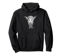 Carbón con Estampado Animal de Vaca de Las Tierras Altas No 26 Sudadera con Capucha
