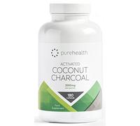 Carbón de coco activado, 2000 mg de porción diaria, sin rellenos/agentes que abultan, 180 cápsulas, coco sin OMG, para hinchazón, gas, digestión, flatulencia, alivio natural, suplemento vegano y keto