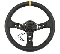 CARBON FIBER LEATHER BLACK INNER STITCHING STEERING WHEEL FOR VEHICLE