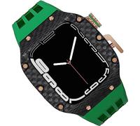 Carbon Fiber Watch Case Fluorine Rubber Strap,For 8/7/6/5/4/SE 44mm 45mm 49mm,Titanium Metal Frame Bumper Sport Waterproof Bands 316L Stainless Steel Clasp