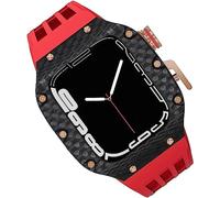 Carbon Fiber Watch Case Fluorine Rubber Strap，For 8/7/6/5/4/SE 44mm 45mm 49mm，Titanium Metal Frame Bumper Sport Waterproof Bands 316L Stainless Steel Clasp