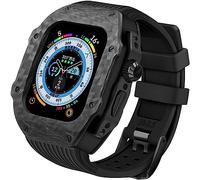 Carbon Fiber Watch Case Rubber Band，For 9 8 7 6 5 4 SE Replacement，Men Watch Case Straps Clasp Mod Kit，For Iwatch Series 45mm 44mm 49mm Accessories