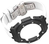 Carbon Fiber Watch Case Rubber Strap Watch Mod,For GA2100/GA2110, Stainless Steel Buckle Metal Bezel Watch Band Replacement Accessories for Men