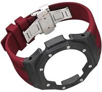 Carbon Fiber Watch Case Rubber Strap Watch Mod，For GA2100/GA2110, Stainless Steel Buckle Metal Bezel Watch Band Replacement Accessories for Men