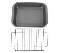 Carbon Steel Roasting Pan with Rack | Nonstick Oven Baking Tray for Turkey/Chicken/Vegetables | Heat Tolerant Rectangular Roaster | Simple Care & Oil Drain Design