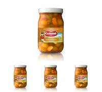 Carbonell - Aceitunas Verdes Partidas con Hueso, Estilo Gazpacha, Variedad Manzanilla, con Vegetales, Aliño de Ajo y Vinagre, con Guindilla y Pimentón Rojo, para un Toque Picante - 450 g