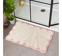 Carbono Alfombra Baño Ondulación Rosa Alfombrilla de Baño de Microfibra, Tapete para Puerta y Mascotas, Súper Grueso y Absorbente, Alfombras Lavable a Máquina para Bañera, Ducha 50x80cm