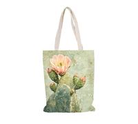 Carbono Tote Bag Cactus Flores Rosadas Bolsa Tela Tote Bag, Bolso De Lona Estética, Bolso de Mano Para Mujer, Para Colegio, Biblioteca, Verduras 35x40cm