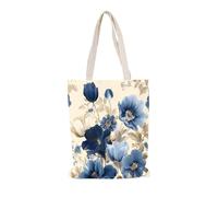 Carbono Tote Bag Flor Azul Bolsa Tote Bag, Bolsas de Multiusos con asas largas, Fuerte Lavable reutilizable, para Ropa, Colegio, Alimentos 35x40cm