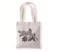 Carbono Tote Bag Flores Negras Bolsa Tote Bag, Bolsas de Multiusos con asas largas, Fuerte Lavable reutilizable, para Ropa, Colegio, Alimentos 35x40cm