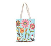 Carbono Tote Bag Pájaro De Flores Coloridas Bolsa Tote Bag, Bolsas de Multiusos con asas largas, Fuerte Lavable reutilizable, para Ropa, Colegio, Alimentos 35x40cm