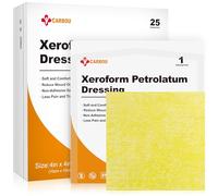 Carbou Medical Xeroform - Apósito de petrolato de 4 x 4 pulgadas, paquete de 25 almohadillas de gasa no adherentes, parche de gasa de malla fina suave para el cuidado de heridas, quemaduras,