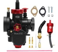Carburador de carreras PE17 mm con kit filtro y estrangulador, compatible motores motocicleta 80 cc, 90 100 brida, for motos cross MINI(BLACK PE24mm)