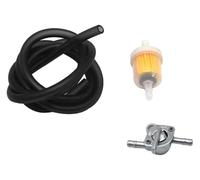 Carburador para Motor Carburadores Universales 6 Mm con Grifo Gasolina Interruptor Llave Purga En Línea Manguera Combustible 1 M Filtro Aceite Y 4 Clips(Set Black)