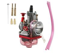 Carburador Para PWK24 26 28 30 34 mm Carburador De Motocicleta Rojo Y Azul Moto Cross Con Power Jet Para 2T 4T Motocross Karb Scooter ATV Carburadores Cortacésped(RED-PWK30)