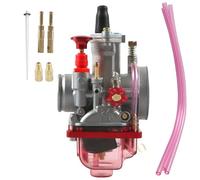 Carburador Para PWK24 26 28 30 34 mm Carburador De Motocicleta Rojo Y Azul Moto Cross Con Power Jet Para 2T 4T Motocross Karb Scooter ATV Carburadores Cortacésped(RED-PWK24)