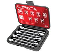CARBYNE Juego de llaves de vaso Torx extralargas - 7 piezas, (tamaños T-10 a T-40), unidad de 3/8 pulgadas, puntas de acero S2, enchufes CrV • De una empresa familiar de herramientas con sede en los