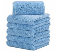 carcarez Microfibra Toallas de Secado de Lavado de automóviles de Calidad Profesional Calidad Toallas de Microfibra para Coche Lavado Secado Azul 450 G/m² 16 in. x 16 en. Pack de 6
