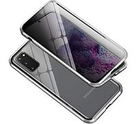 Carcasa Anti-pío para Huawei P40 Pro Funda antiespía adsorción magnética 360 Grados Anti-Spy Protección privacidad Vidrio Templado Frontal y Posterior Anti Peep Case Marco de Metal Flip Cover,Plata