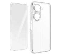 Carcasa Asus Zenfone 9 Silicona Flexible Cristal Templado 9H transparente
