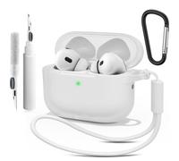 Carcasa compatible con Airpods Pro 2ª/1ª generación, compatible con Airpods Pro 2ª generación USB C, carcasa transparente flexible a prueba de golpes con bolígrafo de limpieza para cordón (Clear)