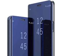Carcasa compatible con Samsung Galaxy A56 5G, diseño de espejo Smart View Makeup Stand Protector de piel + PC Funda con tapa para Samsung A56 5G. Flip Mirror (azul)