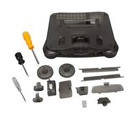 Carcasa Compatible para Consola Retro N64, Transparente Negra, con Accesorios y Tornillos, Material ABS Resistente, para Reemplazo y Reparación