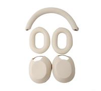 Carcasa completa de silicona para auriculares Sony WH-1000XM5, incluye fundas para almohadillas para la cabeza y marco exterior (medidor blanco)