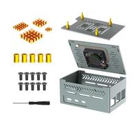 Carcasa de aluminio para 5 ventiladores de refrigeración integrados, carcasa de metal de aluminio con ventilador de refrigeración, accesorios de carcasa de metal