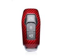 Carcasa de Fibra de Carbono para Llave Inteligente con Control Remoto de 3 y 5 Botones para Ford para Mustang 2015-2017 / v Explorer 2016-2017 para Llave de Coche(3 Button Red)