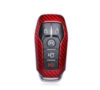 Carcasa de Fibra de Carbono para Llave Inteligente con Control Remoto de 3 y 5 Botones para Ford para Mustang 2015-2017 / v Explorer 2016-2017 Funda metálica para Llavero de Coche(5 Button Red)