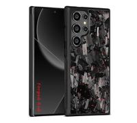 Carcasa de fibra ultra carbono S25 genérica - ultra duradera y elegante | Diseño de fibra de carbono real forjada | Compatible con carga inalámbrica | Perfect for Daily Use & Outdoor Adventures (Red)