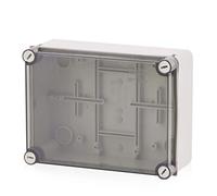 Carcasa de instalación montada en superficie, caja de conexiones Carcasa de plástico | 190x140x70mm | IP65 | Cubierta transparente Caja de distribución Carcasa vacía Carcasa industrial, armario de conexiones