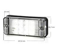 Lámpara LED de marcha atrás rectangular W84 12 V-24 V 702, Piloto Trasero