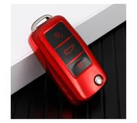 Carcasa de Llave de Coche para VW Polo Golf Passat Beetle Caddy T5 Up EOS Tiguan Jetta para Skoda Octavia A5 Funda para Llave de Coche Estuche Protector Llavero(Red)