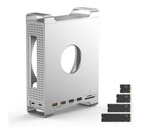 Carcasa de metal para Mac mini M4/M4 Pro 2024, base de carga vertical de aluminio para NVMe/SATAm.2 SSD ranura de expansión y dos puertos USB3.2/TF + SD (modelo de actualización plateado)