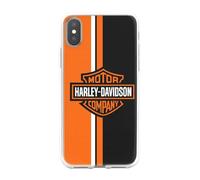 Carcasa de silicona flexible transparente para Apple iPhone impresa en Francia, Harley Davidson Orange (iPhone XS Max)