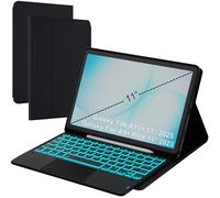 Carcasa de teclado para Samsung Galaxy Tab A11+/A9+ de 11 pulgadas - 7 colores retroiluminados extraíble Tableta funda inalámbrica con teclado táctil - AZERTY diseño francés para Tab A11 Plus 11" 2025