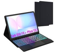 Carcasa de teclado para Samsung Galaxy Tab S10 FE+ Plus de 13.1 ": teclado retroiluminado de 3 zonas de 7 colores para Galaxy Tab S10 FE+ 5G 2025 - Teclado francés inalámbrico con soporte para lápiz