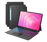 Carcasa de teclado para Samsung Galaxy Tab S11 Ultra/S10 Ultra/S9 Ultra/S8 Ultra 14.6 pulgadas: 7 Color Retroiluminado Teclado Magnético Desmontable con Trackpad | Teclados Azerty Francés Inalámbrico